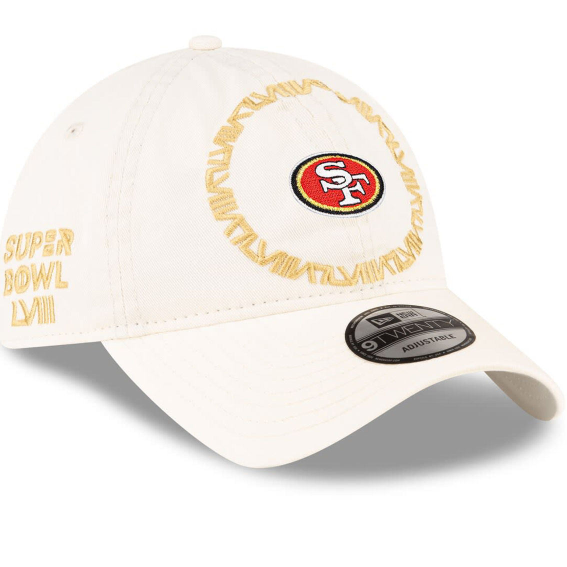 New Era Men's Cream San Francisco 49ers Super Bowl LVIII 9TWENTY Adjustable Hat - Image 2 of 4
