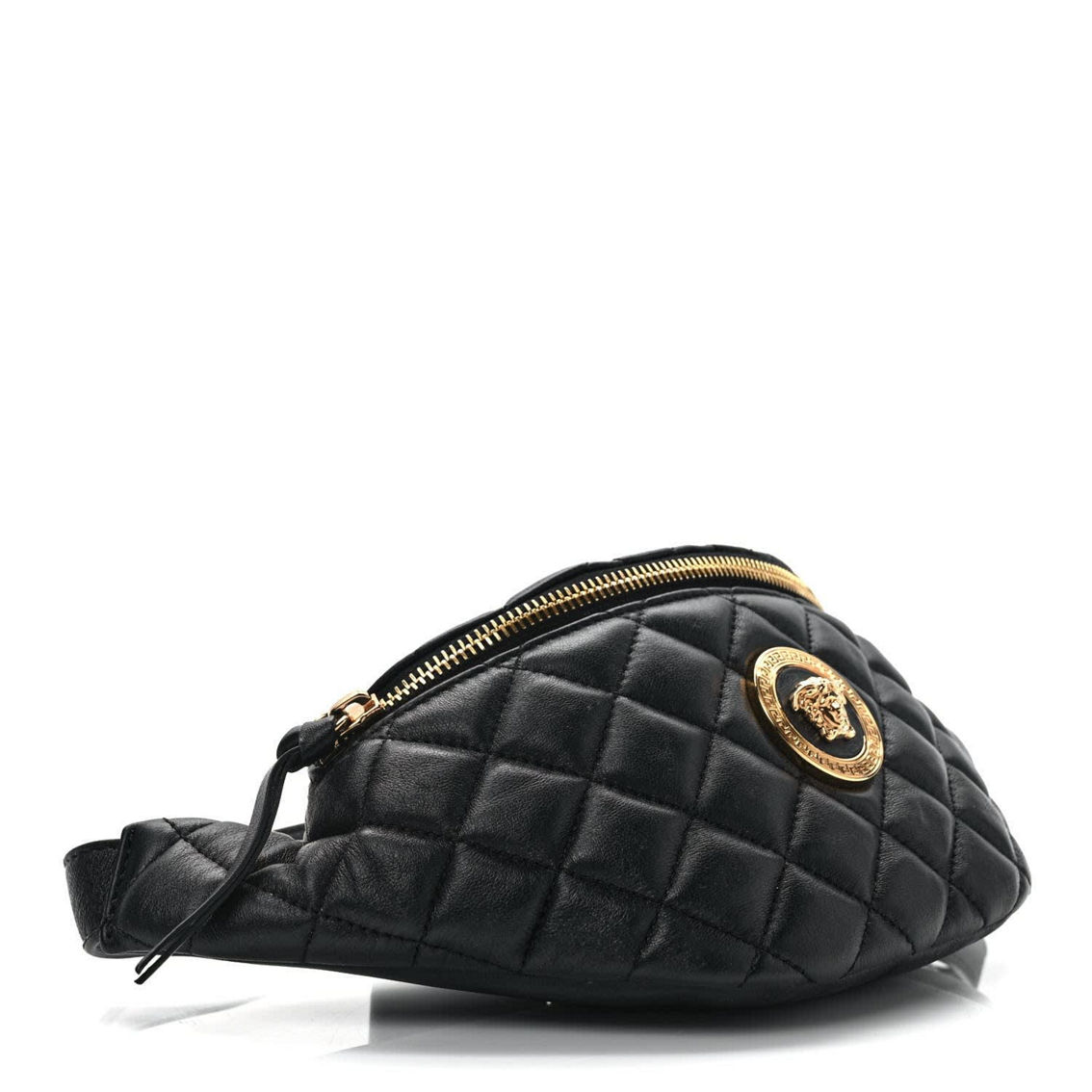 Versace La Medusa Black Quilted Lamb Leather Fanny Pack Belt Bag (New) - Image 2 of 5
