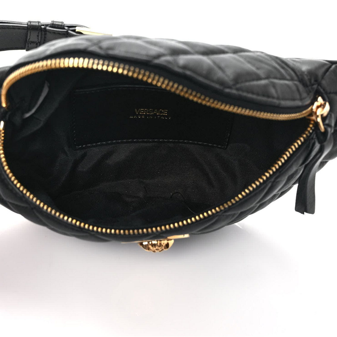 Versace La Medusa Black Quilted Lamb Leather Fanny Pack Belt Bag (New) - Image 5 of 5