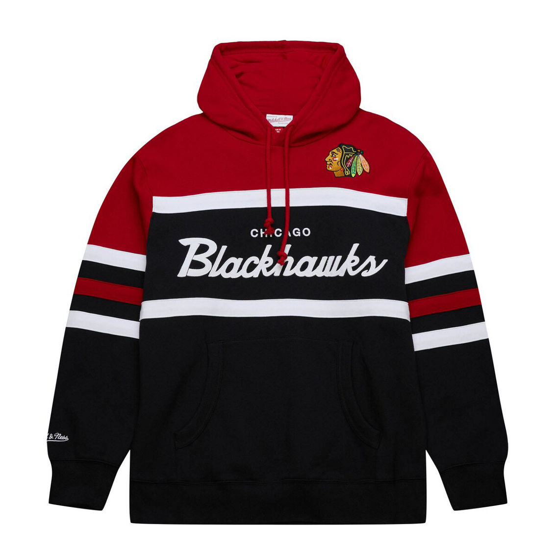 Mitchell & Ness Men's Black/Red Chicago Blackhawks Head Coach Pullover Hoodie - Image 3 of 4