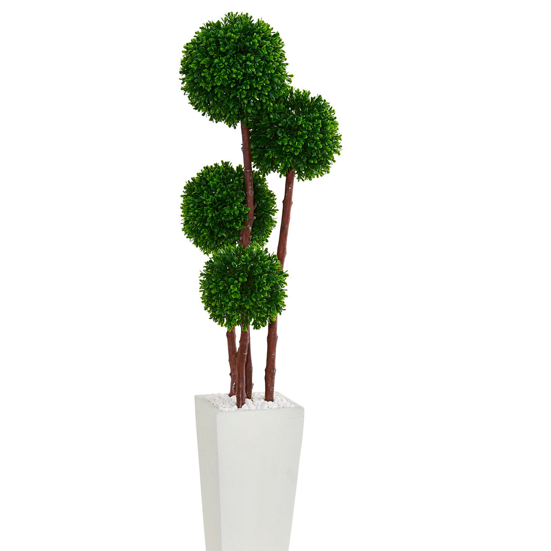 Nearly Natural 4-ft Boxwood Artificial Topiary Tree in Planter UV Resistant (Indoo - Image 2 of 2