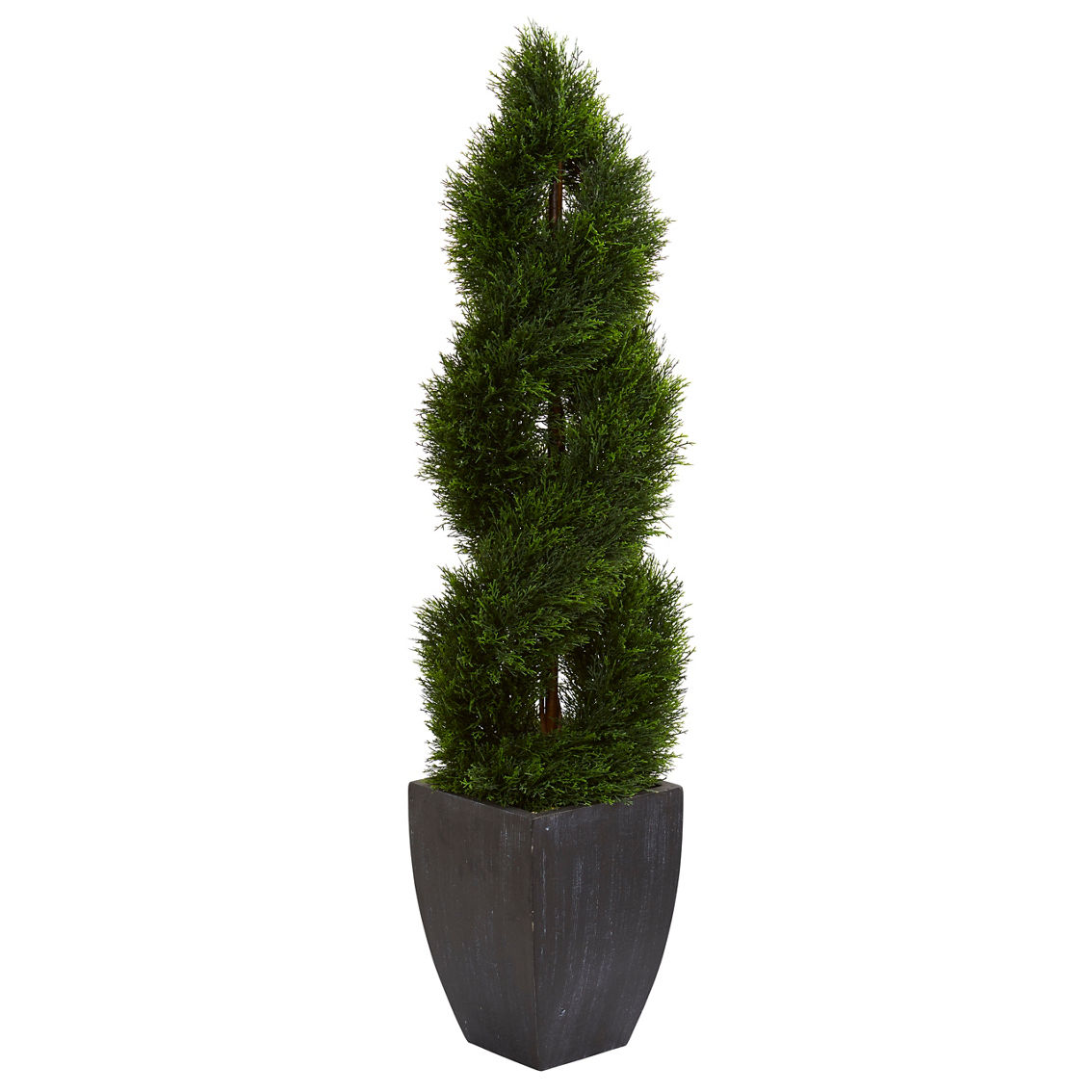 Nearly Natural 5-ft Double Pond Cypress Spiral Topiary Artificial Tree in Black Wa - Image 2 of 2