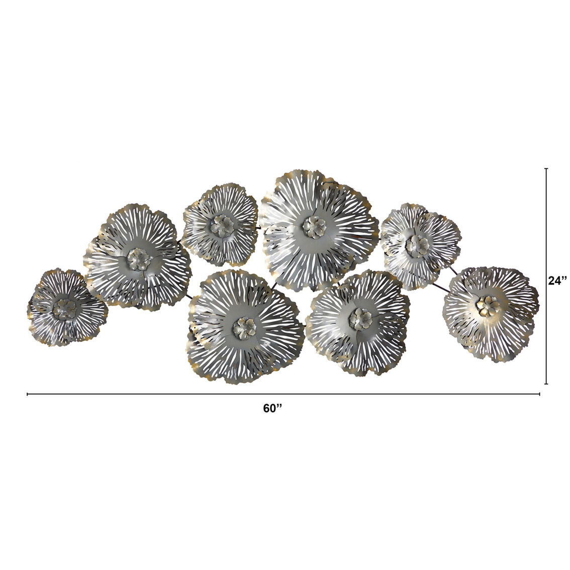 Nearly Natural 5-ft x 2-ft Floating Metal Floral Wall Art Decor - Image 2 of 2