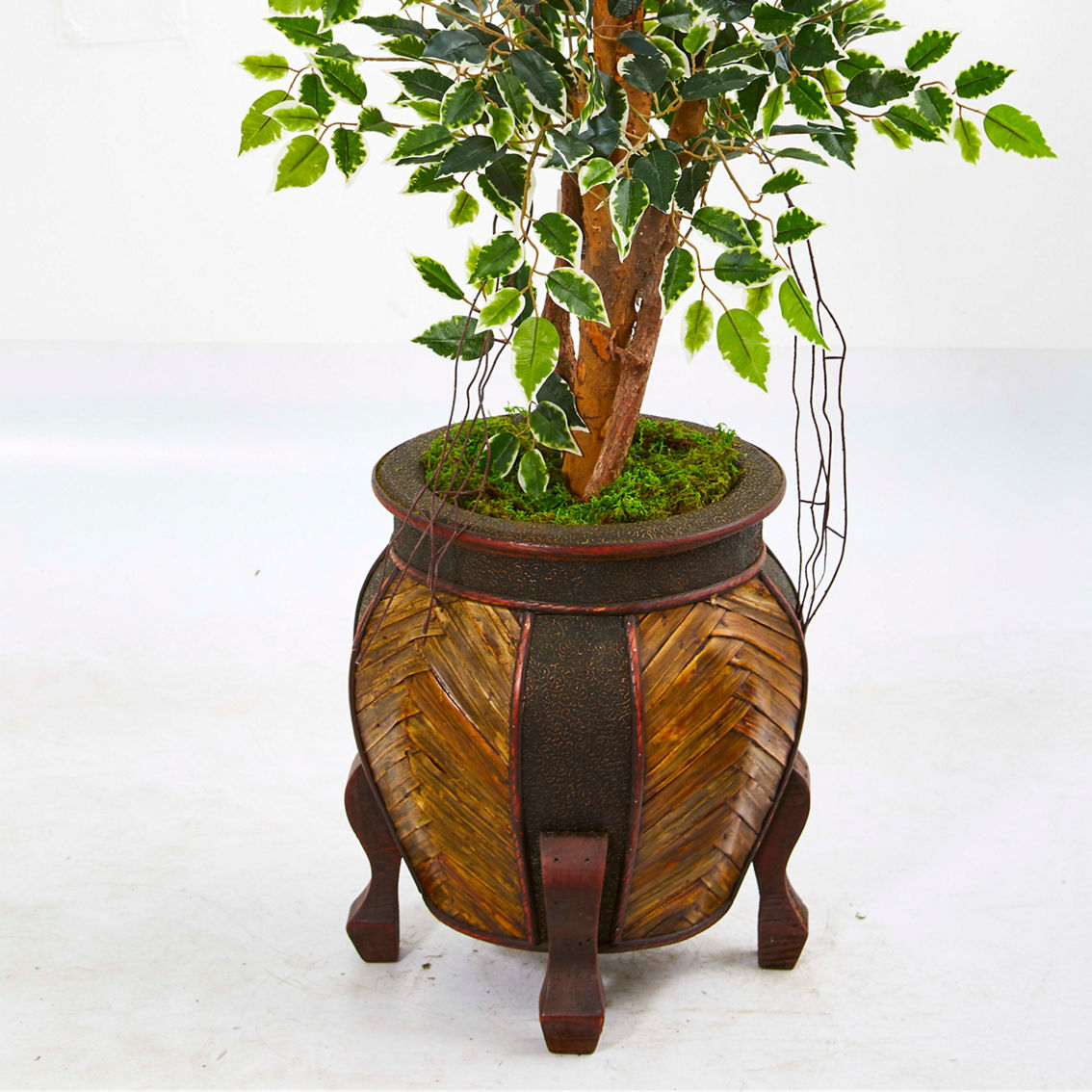 Nearly Natural 59-in Variegated Ficus Artificial Tree in Decorative Planter - Image 2 of 2