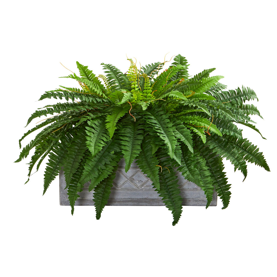 Nearly Natural Boston Fern Artificial Plant in Stone Planter - Image 2 of 2