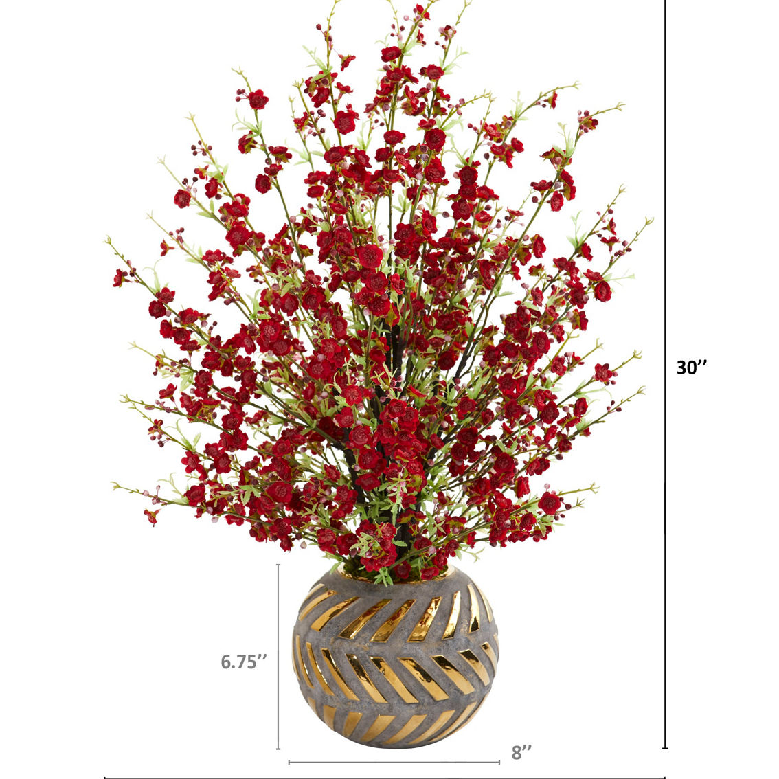 Nearly Natural 30-in Cherry Blossom Artificial Arrangement in Stoneware Vase with - Image 2 of 2