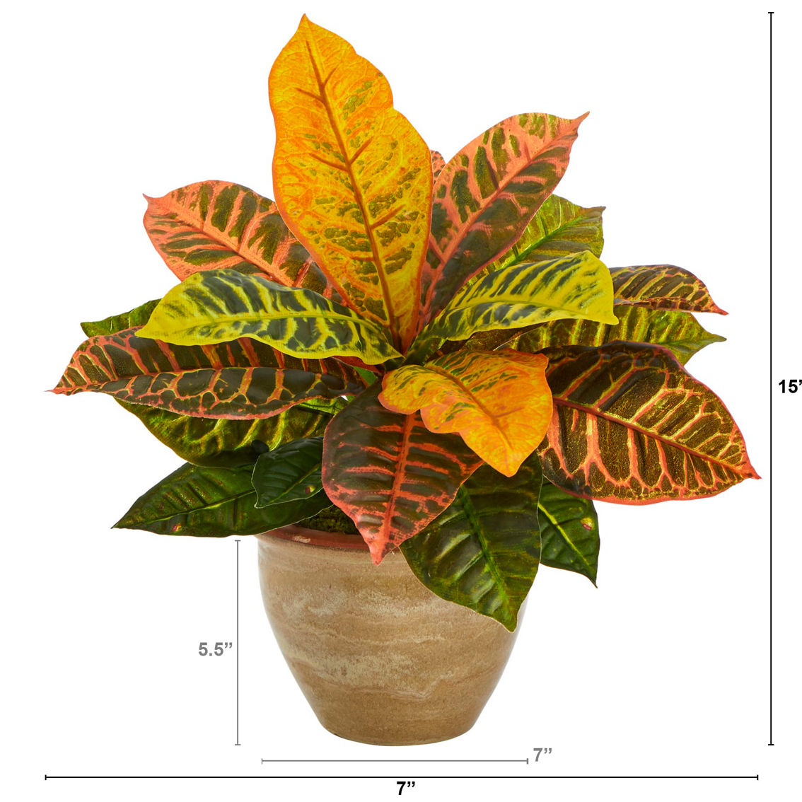 Nearly Natural 15-in Garden Croton Artificial Plant in Ceramic Planter (Real Touch - Image 2 of 2
