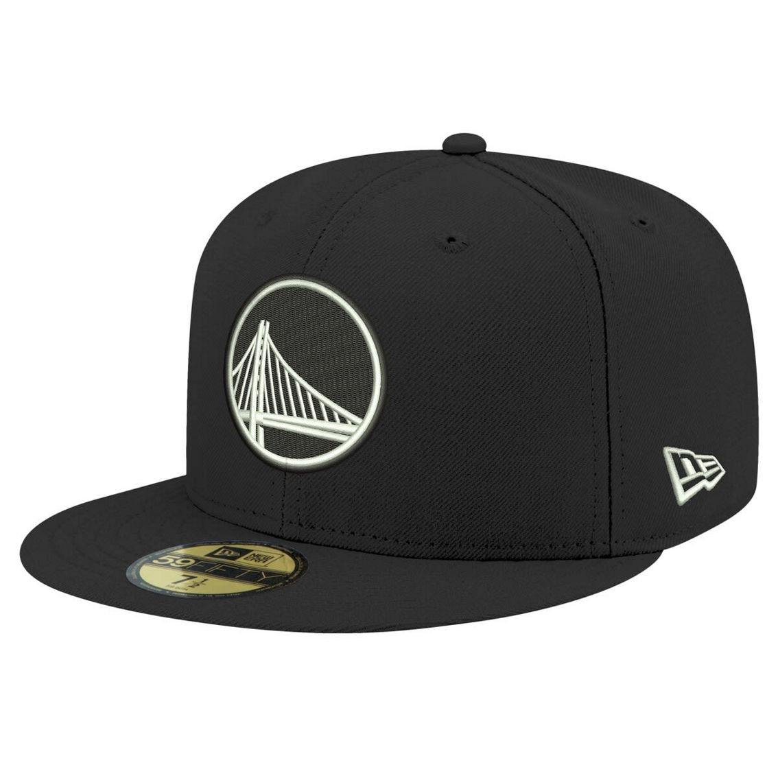 New Era Men's Black Golden State Warriors Black & White 59FIFTY Fitted Hat - Image 2 of 4