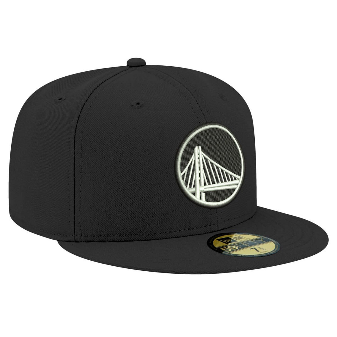 New Era Men's Black Golden State Warriors Black & White 59FIFTY Fitted Hat - Image 4 of 4