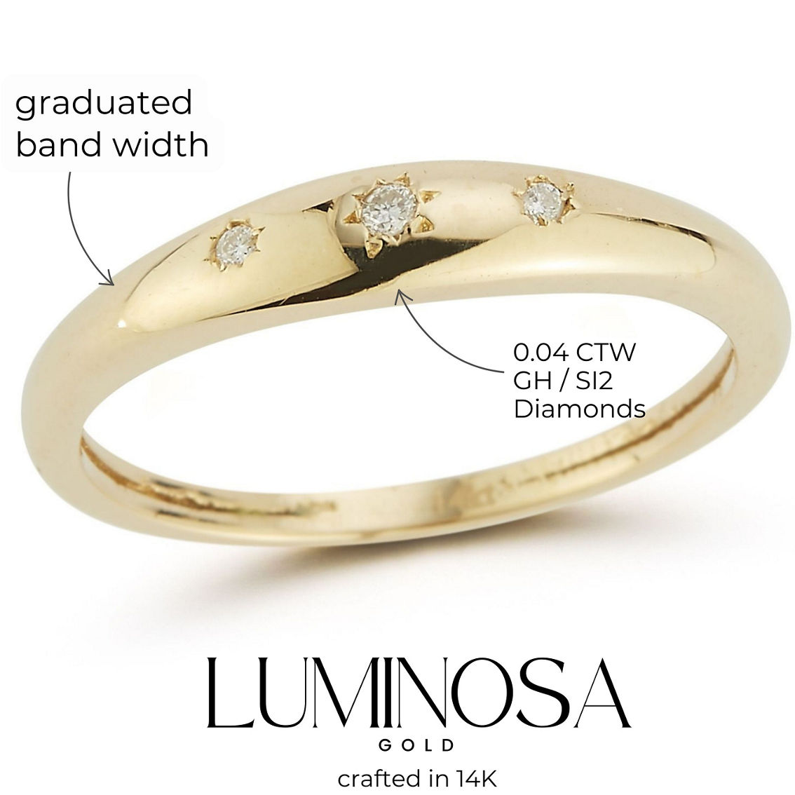 Luminosa Gold 14K Gold and Diamond Accent Dome Ring - Image 3 of 5