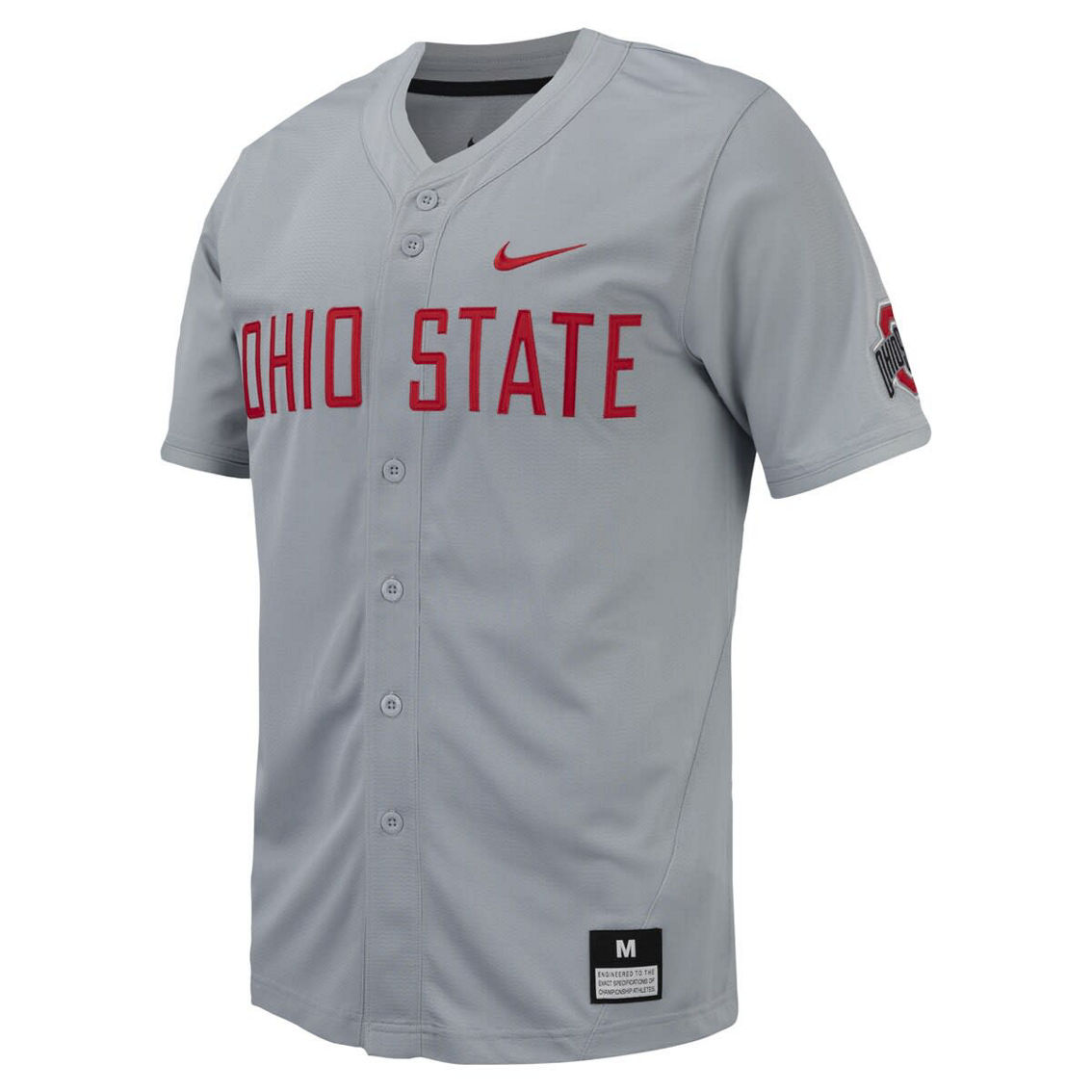 Nike Men's Gray Ohio State Buckeyes Replica Full-Button Baseball Jersey - Image 3 of 4