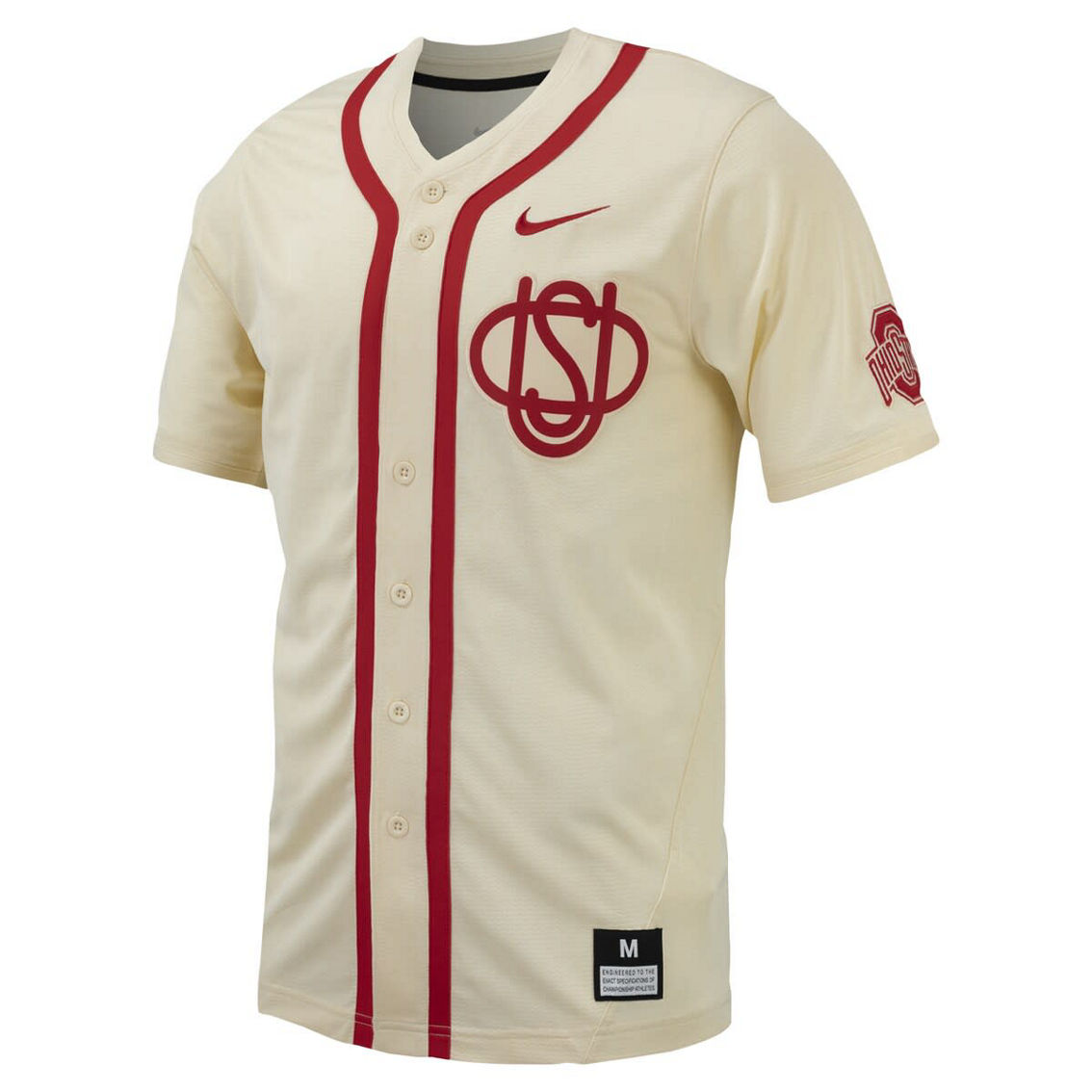 Nike Men's Cream Ohio State Buckeyes Replica Full-Button Baseball Jersey - Image 3 of 4