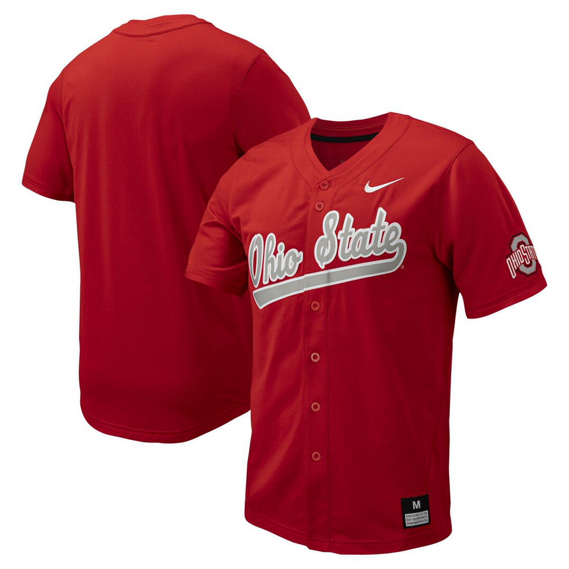 Nike Men's Scarlet Ohio State Buckeyes Replica Full-Button Baseball Jersey - Image 2 of 4