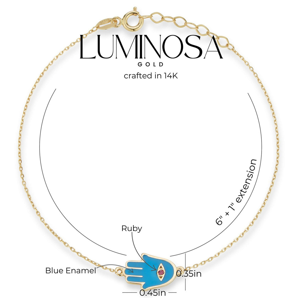 Luminosa Gold 14K Gold and Ruby Enamel Hamsa Bracelet - Image 3 of 5