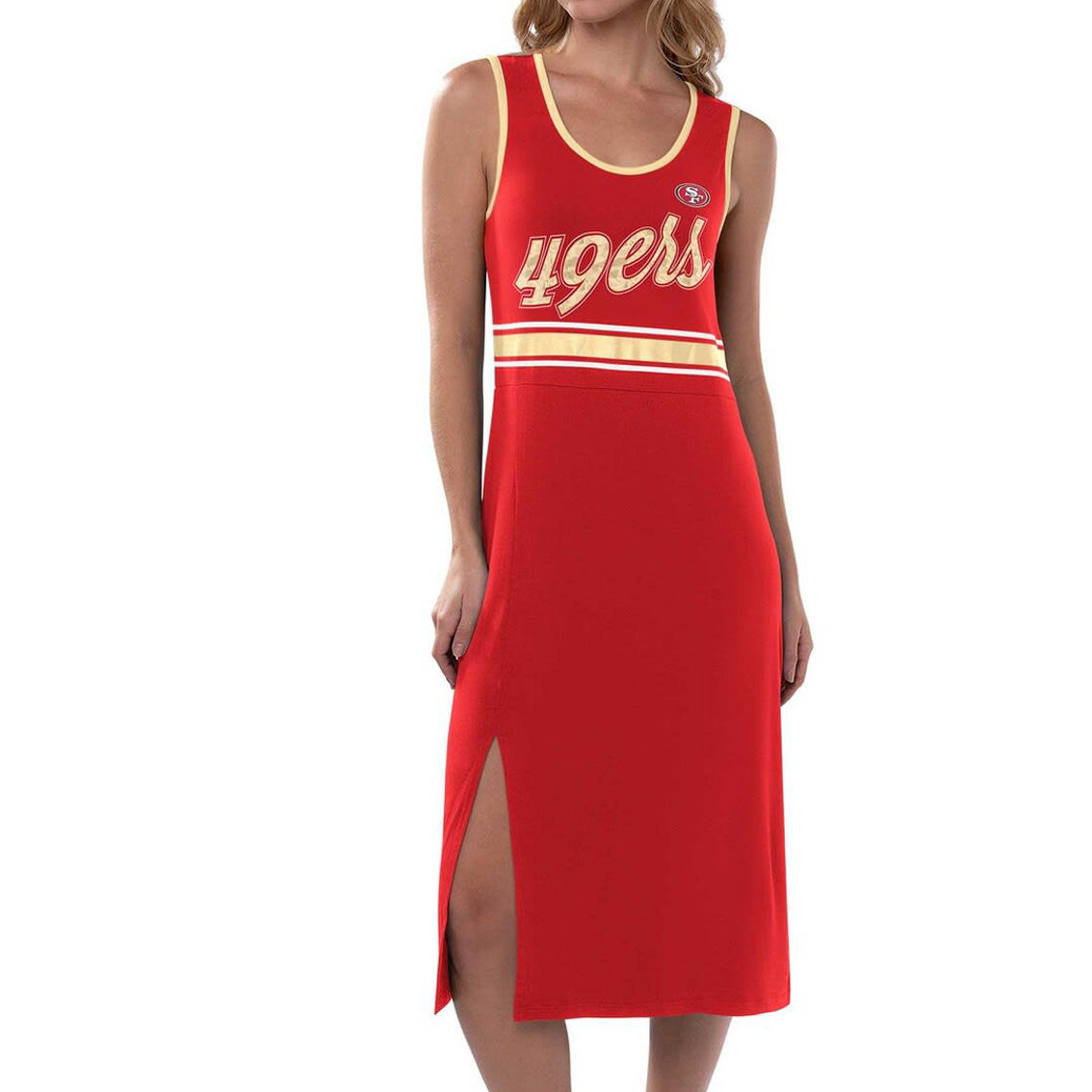 G-III 4Her by Carl Banks Women's Scarlet San Francisco 49ers Main Field Maxi Dress - Image 2 of 3