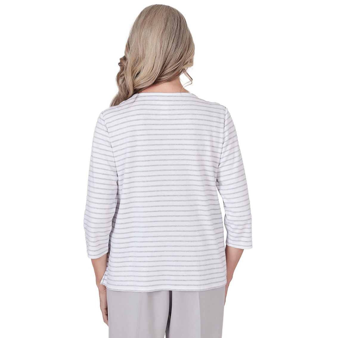 Alfred Dunner Women's Charleston Women's Striped Embroidered Top - Image 2 of 5