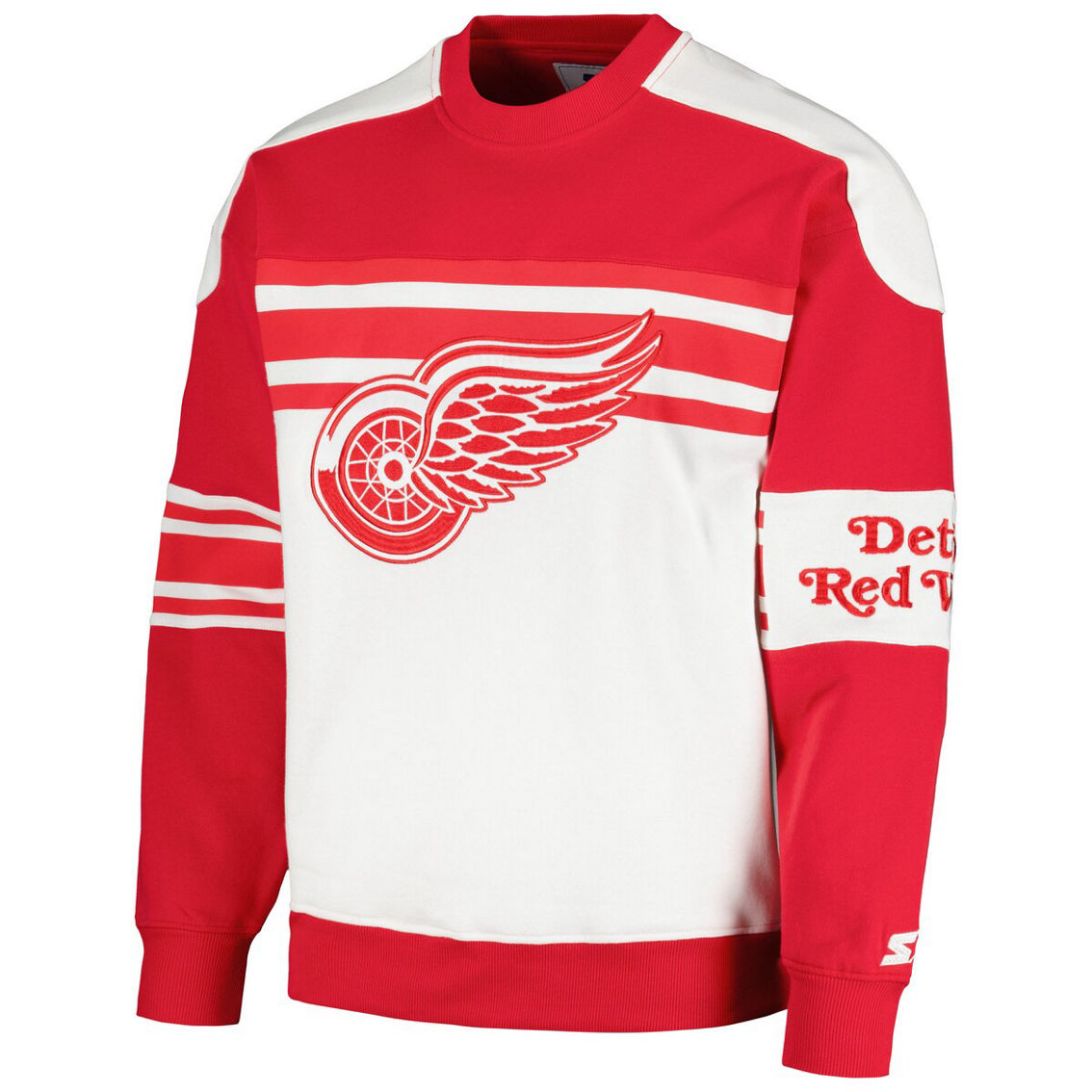 Starter Men's White Detroit Red Wings Defense Fleece Crewneck Pullover Sweatshirt - Image 3 of 4