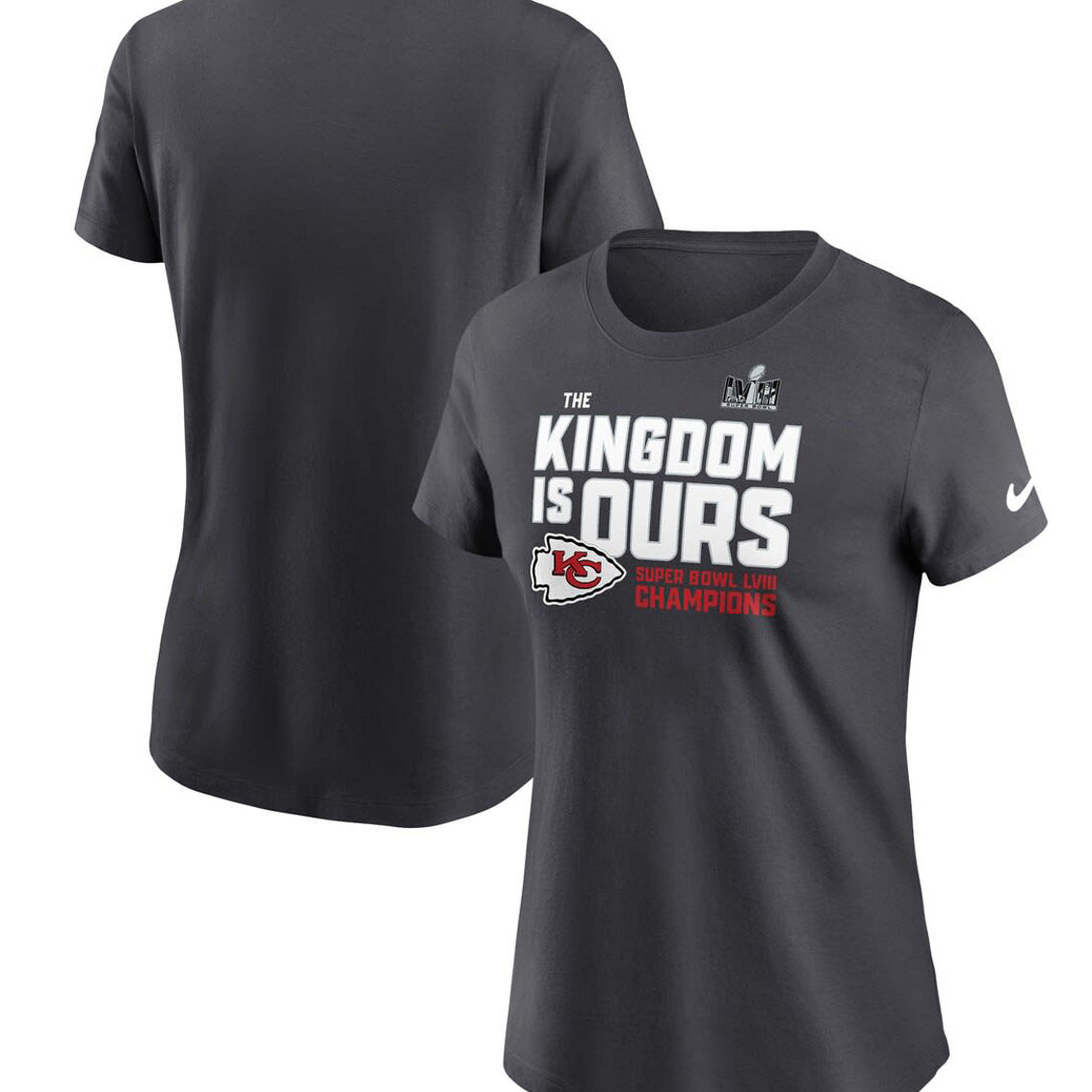 Nike Women's Anthracite Kansas City Chiefs Super Bowl LVIII s Local Fashion T-Shirt - Image 2 of 4