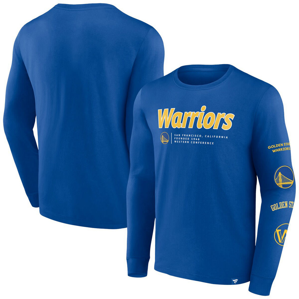 Fanatics Branded Men's Royal Golden State Warriors Baseline Long Sleeve T-Shirt - Image 2 of 4
