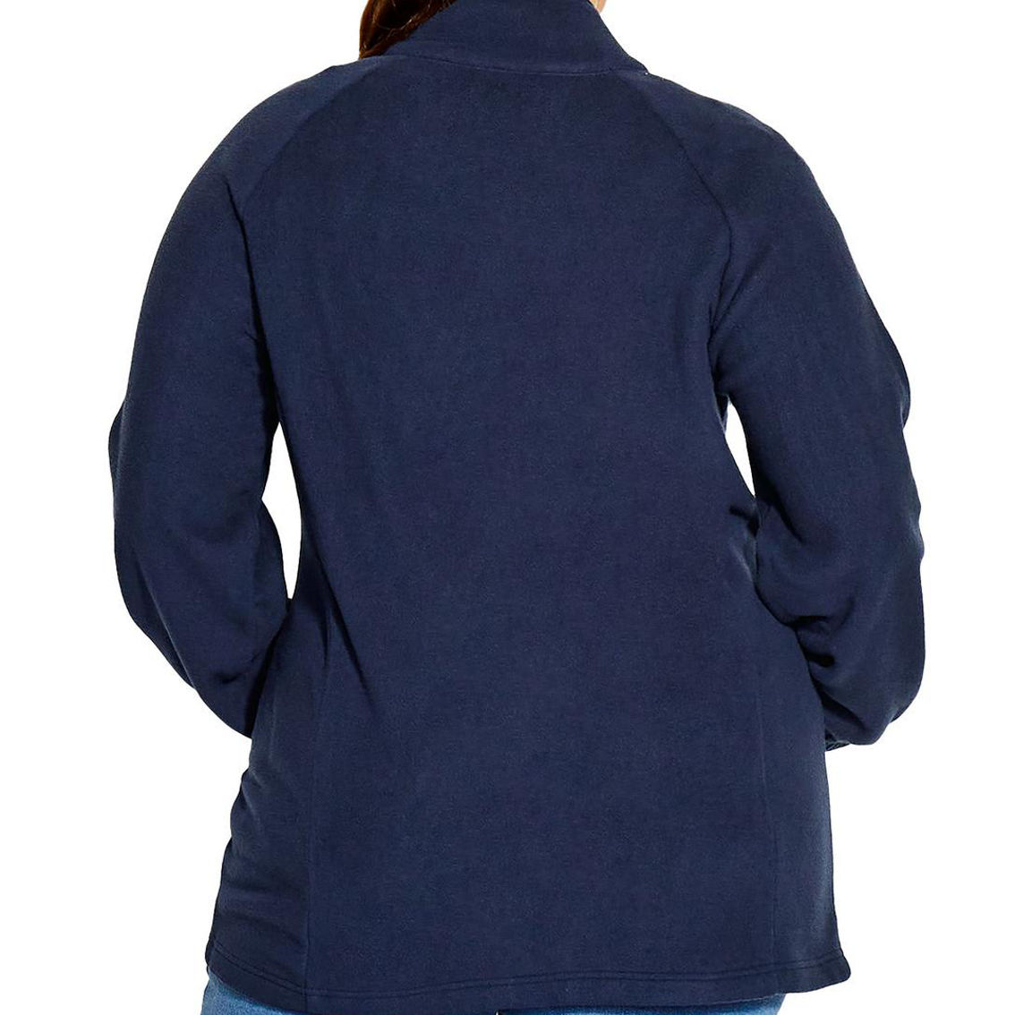 Plus Womens Long Sleeves Zip Front Fleece Jacket - Image 2 of 2