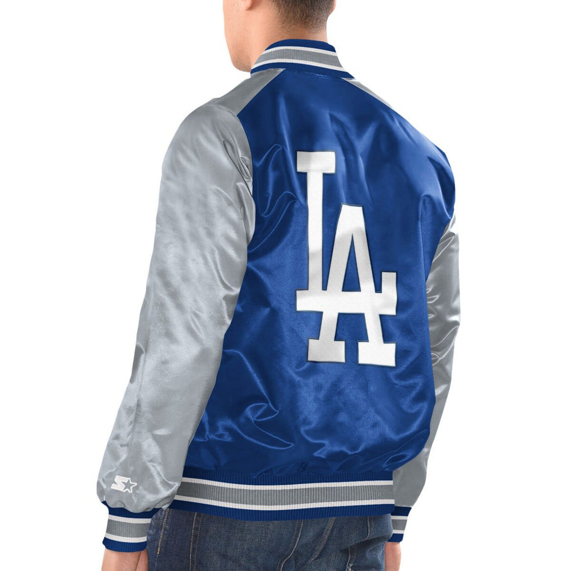 Starter Men's Royal/White Los Angeles Dodgers Varsity Satin Full-Snap Jacket - Image 3 of 3