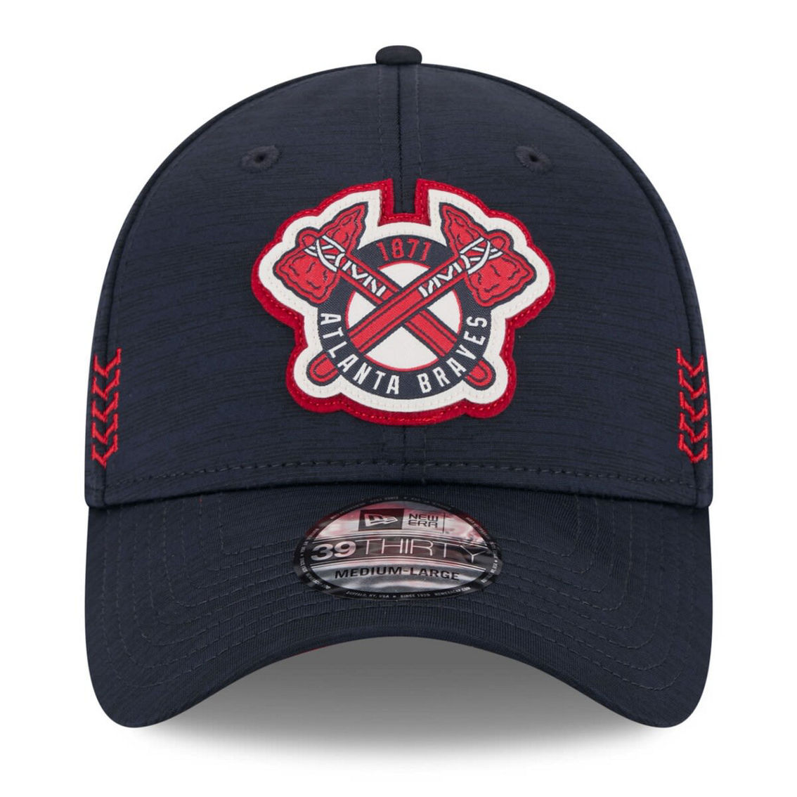 New Era Men's Navy Atlanta Braves 2024 Clubhouse 39THIRTY Flex Fit Hat - Image 3 of 4
