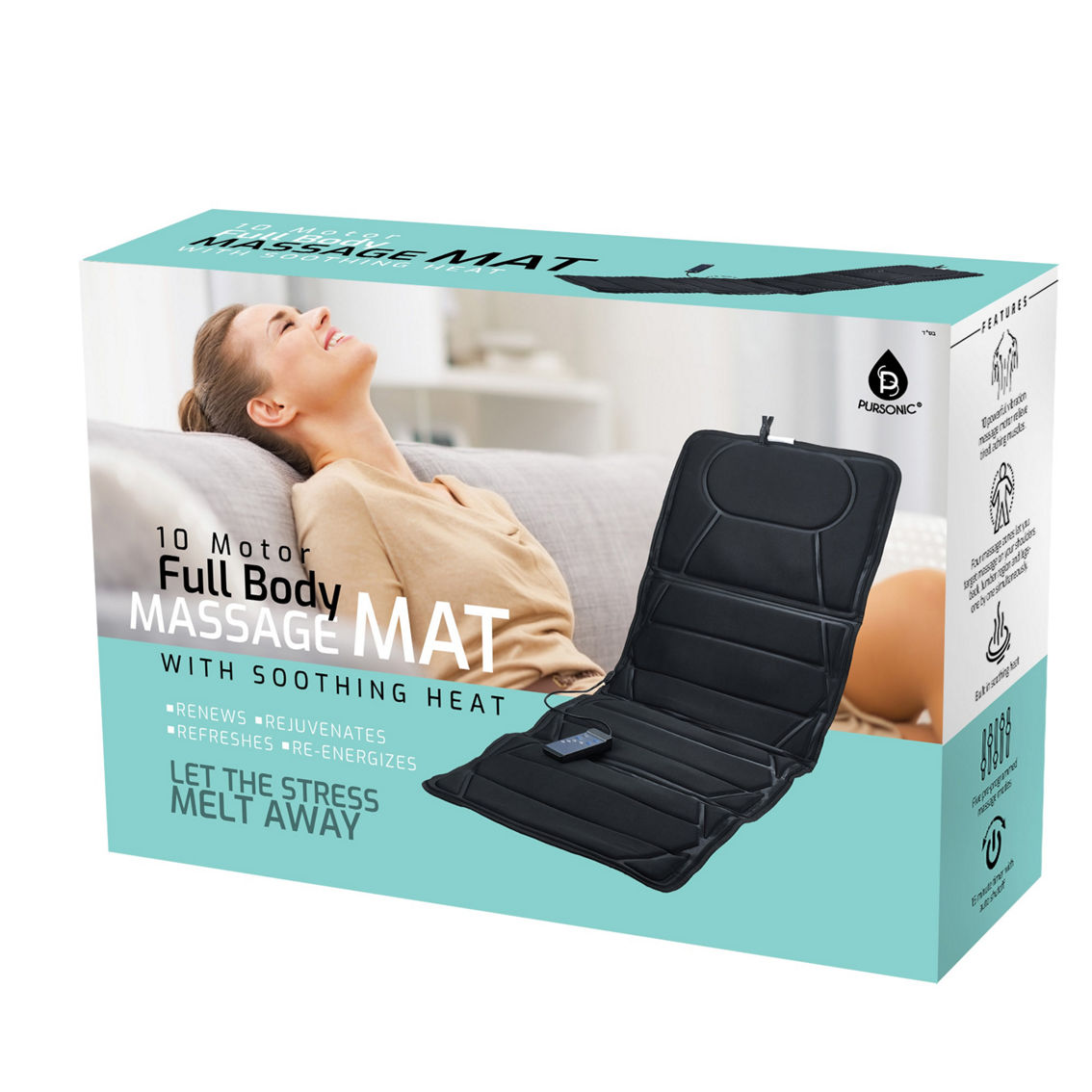 PURSONIC Luxury Massage Mat with Soothing Heat - 10 Powerful Motors - Image 2 of 5