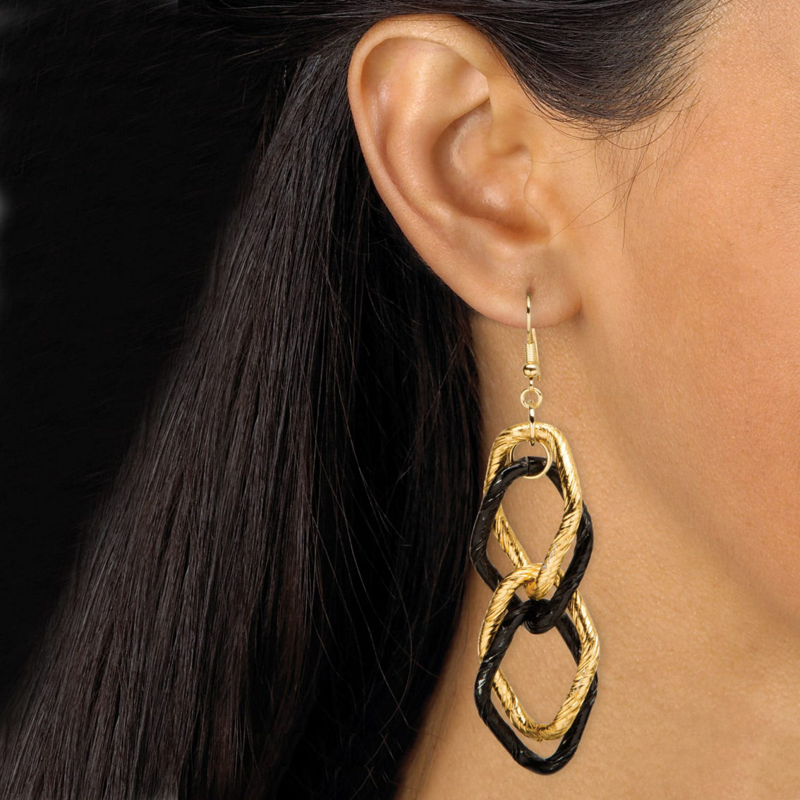 PalmBeach Goldtone Ruthenium Curb-Link Bracelet Earrings - Image 4 of 5