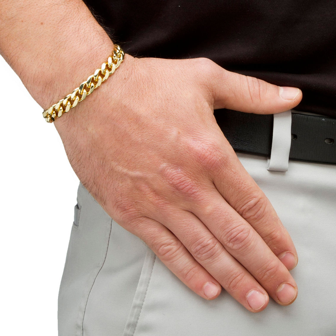 PalmBeach Men's Curb-Link Chain Bracelet in Gold Tone 9