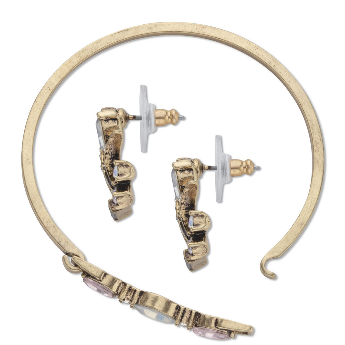 PalmBeach Fiery Crystal Bracelet & Earring Set Goldtone - Image 2 of 5