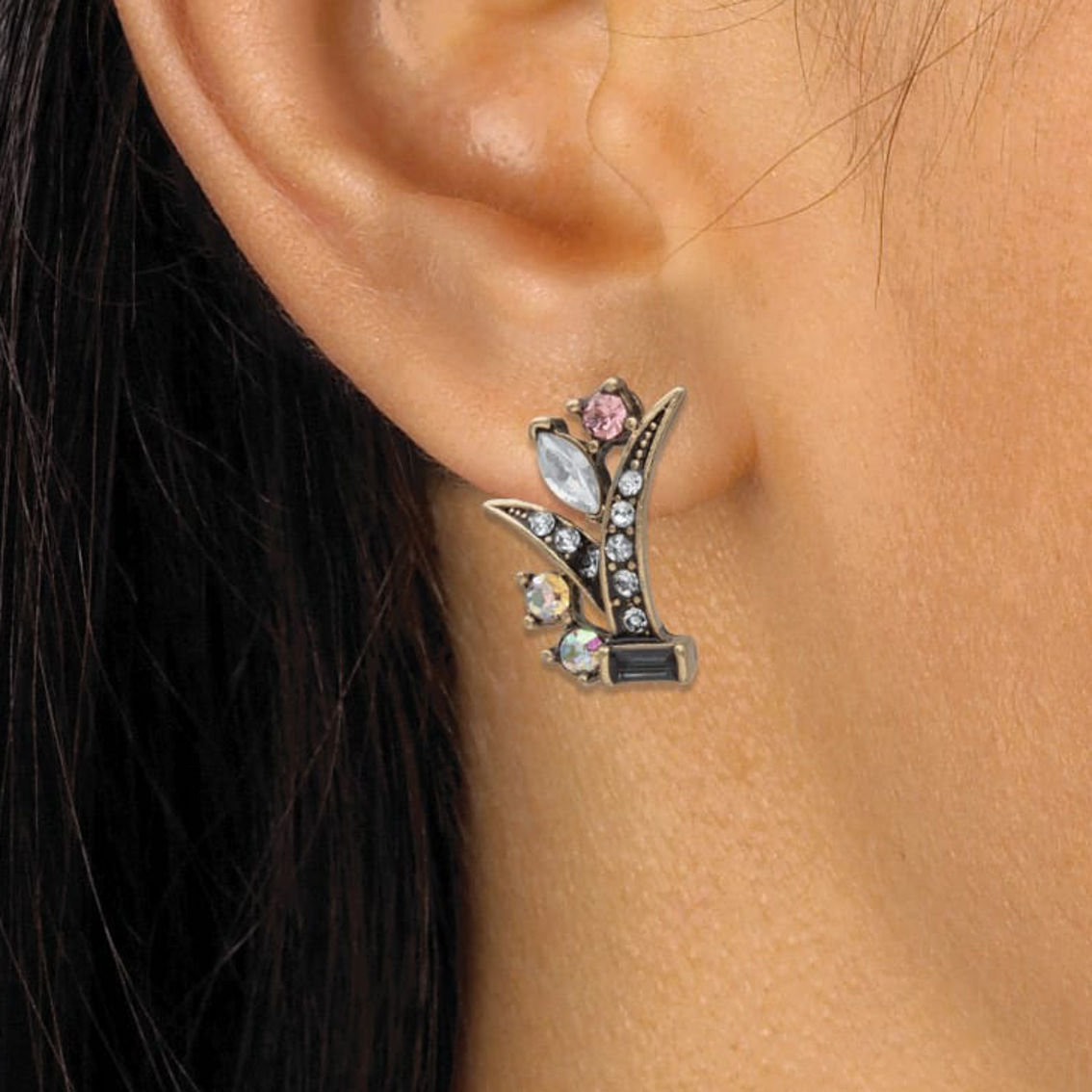 PalmBeach Fiery Crystal Bracelet & Earring Set Goldtone - Image 4 of 5