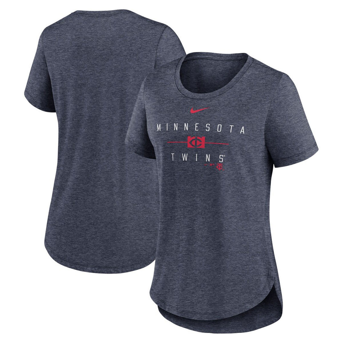 Nike Women's Heather Navy Minnesota Twins Knockout Team Stack Tri-Blend T-Shirt - Image 2 of 4
