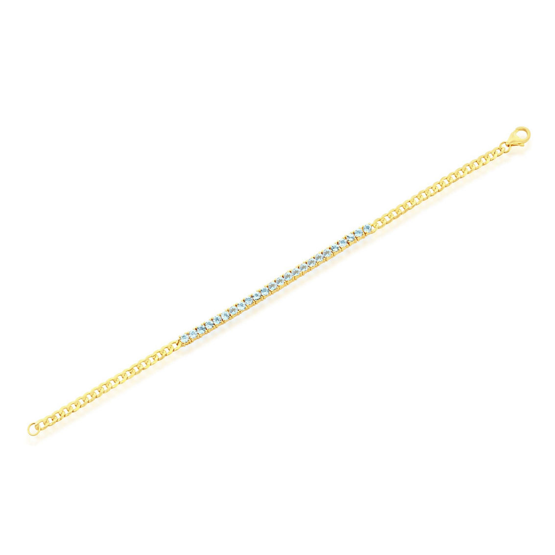 Bellissima Sterling Silver 3.5mm Round B-T Gem Tennis, Chain Bracelet - Gold Plated - Image 2 of 3