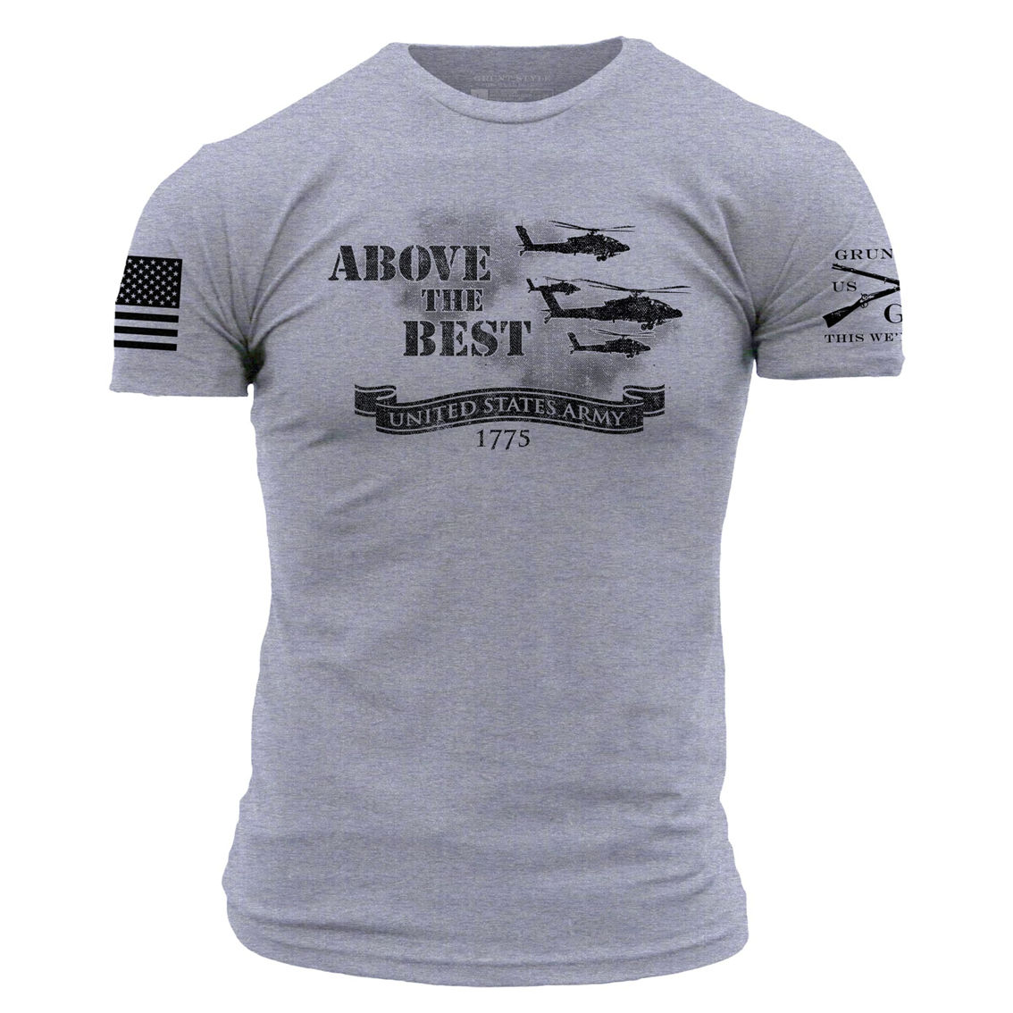 Grunt Style Men's Army Above The Best T-Shirt - Heather Gray - Image 2 of 2