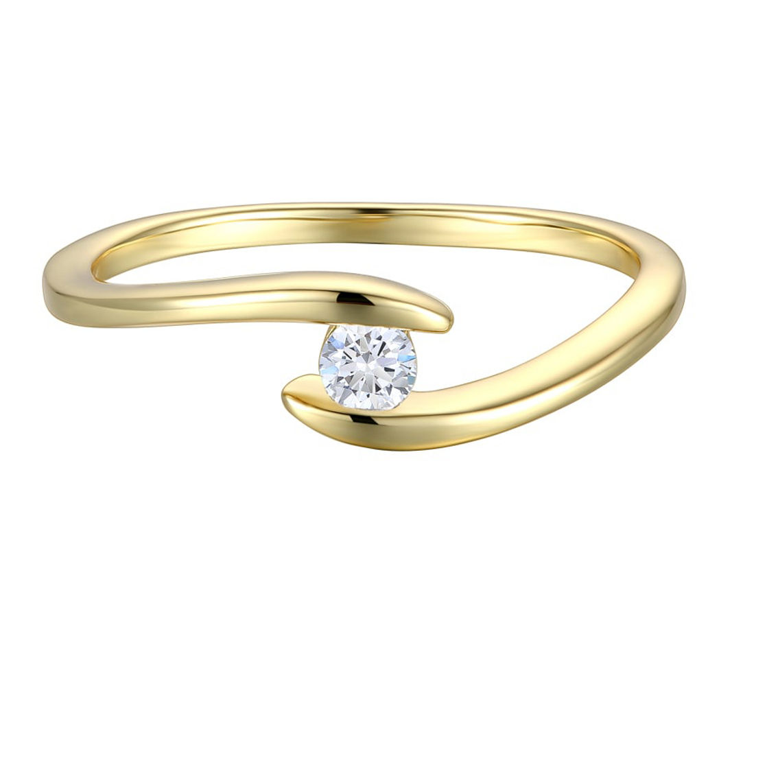 Lab Created Moissanite Promise Engagement Stacking Wavy Bypass Minimalistic Ring - Image 2 of 2