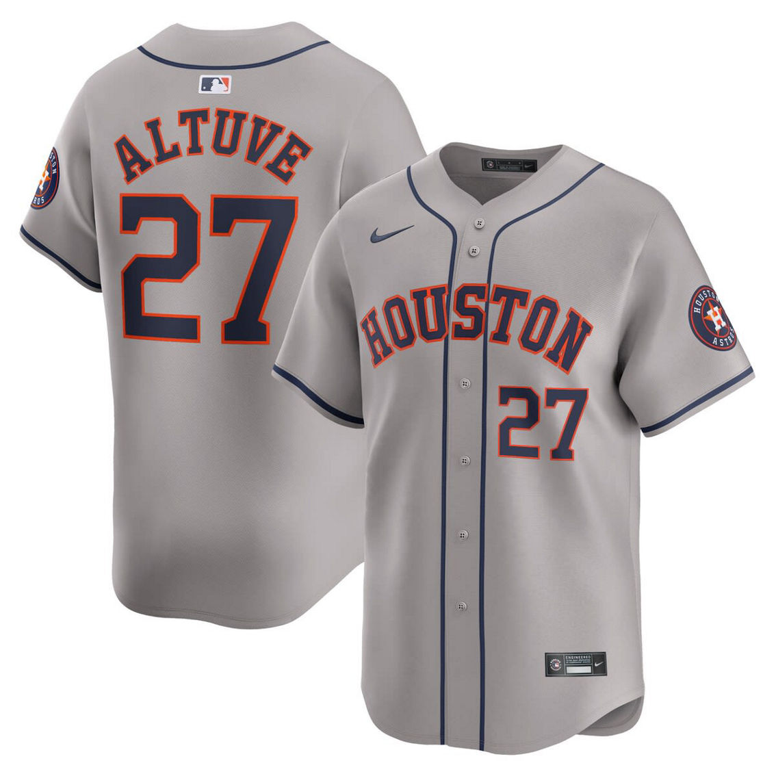 Nike Men's Jose Altuve Gray Houston Astros Away Limited Player Jersey - Image 2 of 4