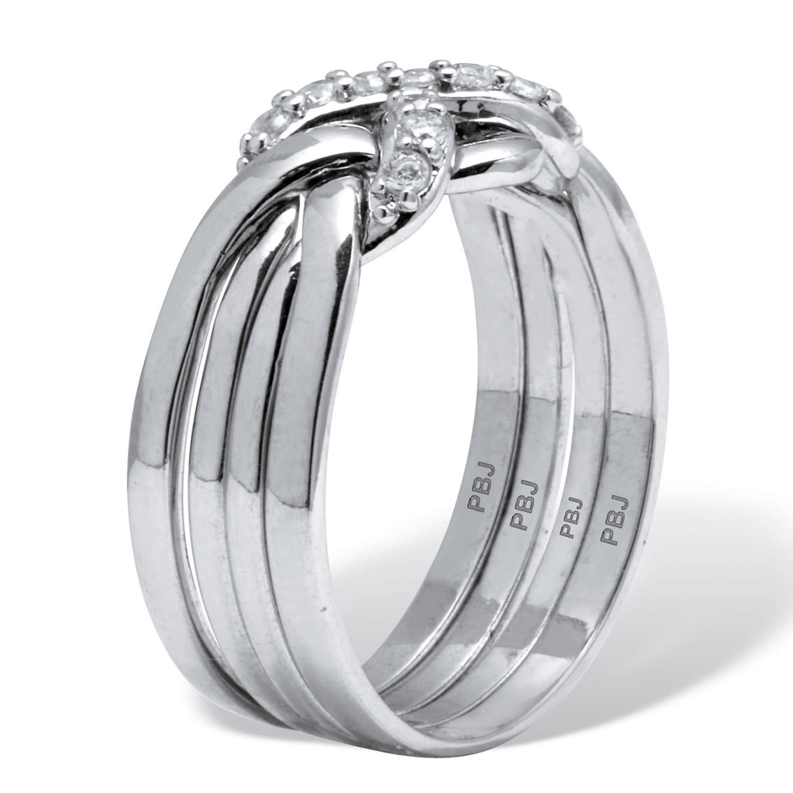 PalmBeach .27 TCW Round Cubic Zirconia Platinum-plated Puzzle Ring - Image 2 of 5