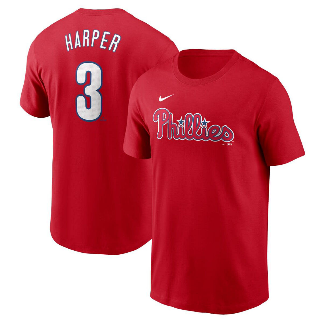 Nike Men's Bryce Harper Red Philadelphia Phillies Fuse Name & Number T-Shirt - Image 2 of 4