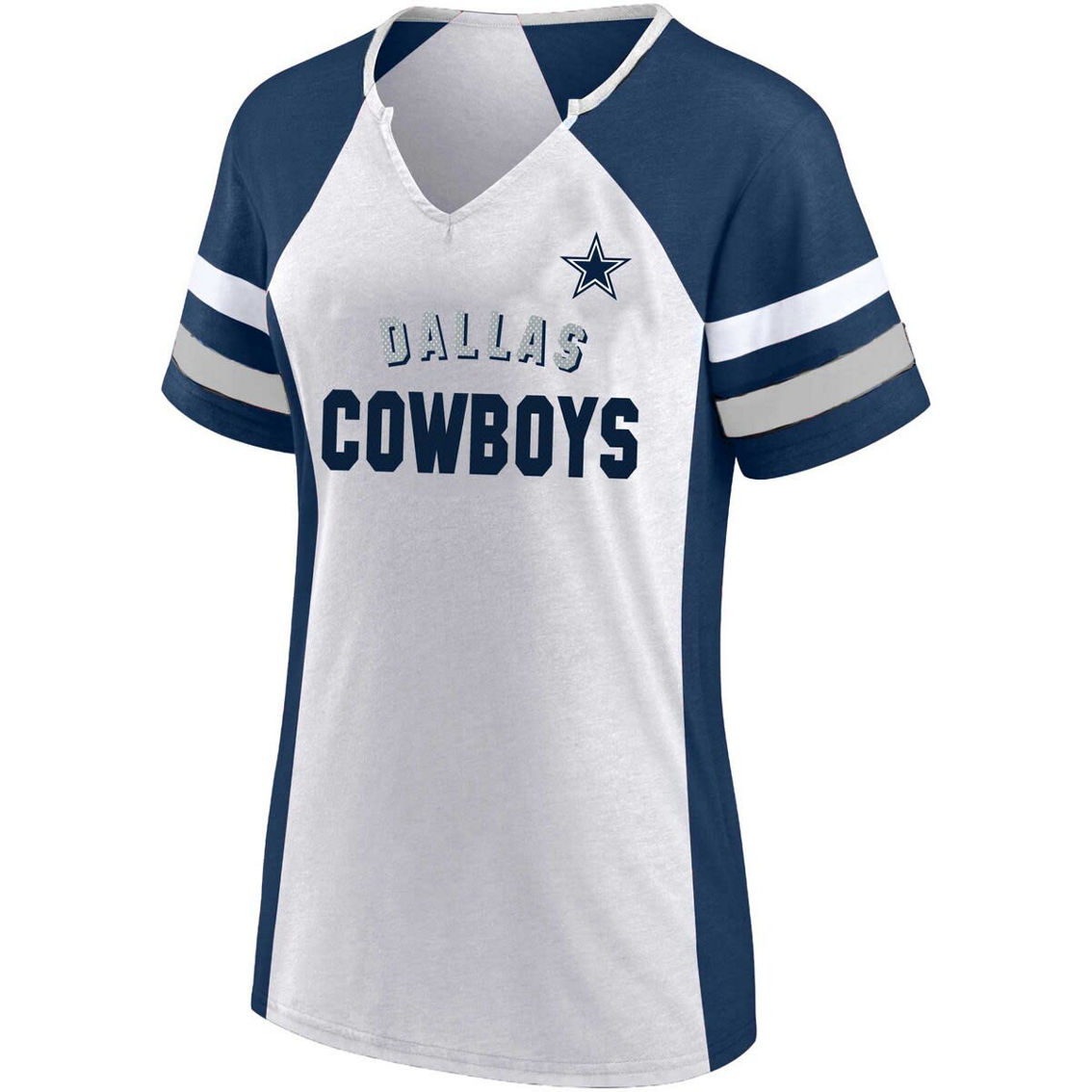 Fanatics Women's Fanatics White/Navy Dallas Cowboys Plus Size Color Block T-Shirt - Image 2 of 2