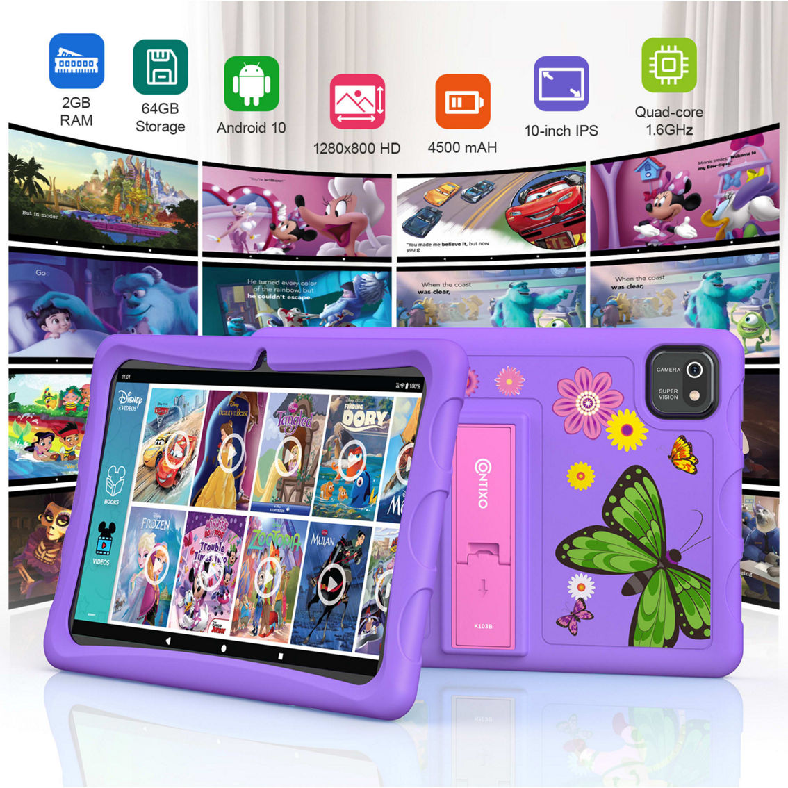 Contixo K103-A Purple 10-Inch Kids 64GB HD Tablet - Image 3 of 4