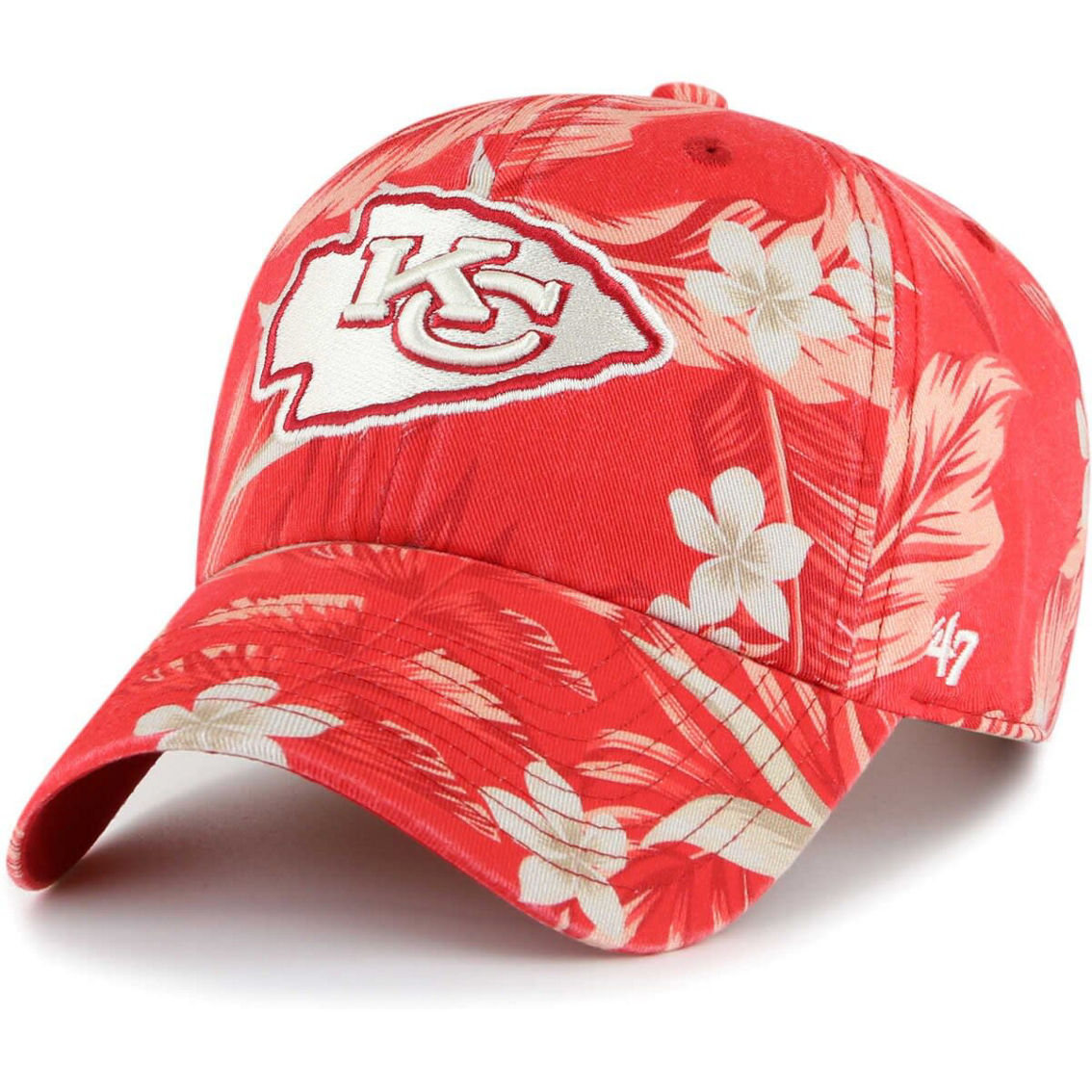 '47 Men's Red Kansas City Chiefs Tropicalia Clean Up Adjustable Hat - Image 2 of 3