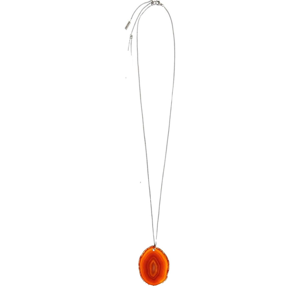 Saint Laurent Agate Necklace Orange Brown Stone Silver Brass Chain (New) - Image 2 of 4