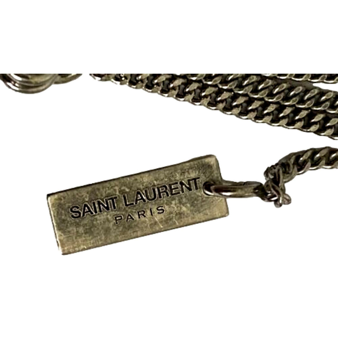 Saint Laurent Agate Necklace Orange Brown Stone Silver Brass Chain (New) - Image 3 of 4