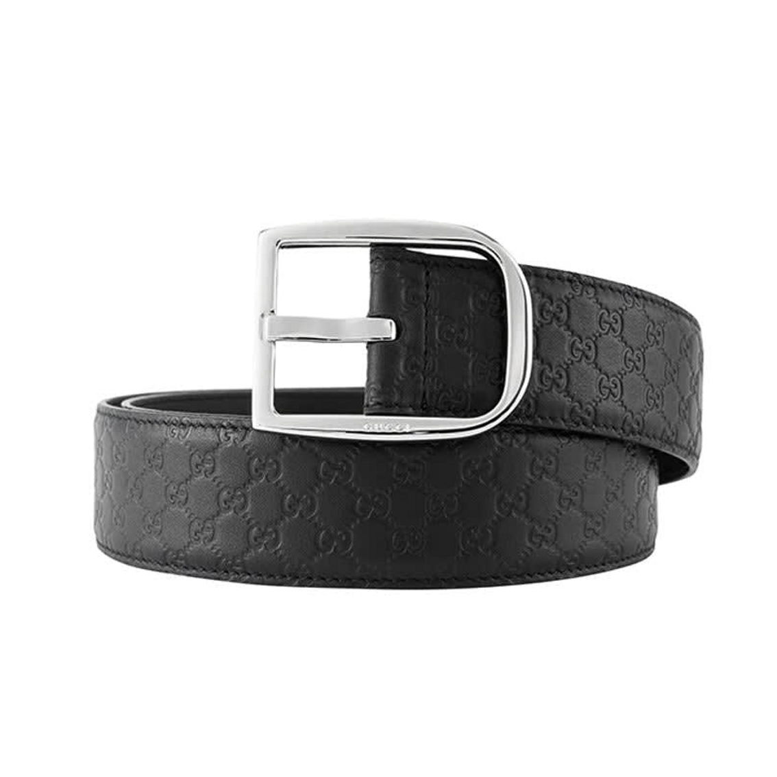 Gucci Mens Micro GG Black Calf Leather Silver Buckle Belt Size 95/38 (New) - Image 2 of 5