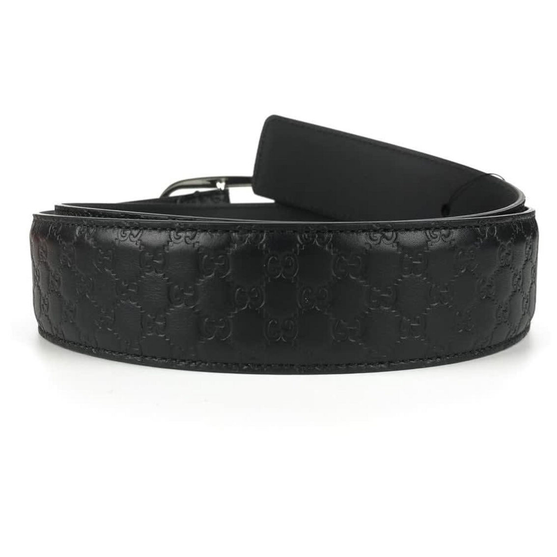 Gucci Mens Micro GG Black Calf Leather Silver Buckle Belt Size 95/38 (New) - Image 3 of 5