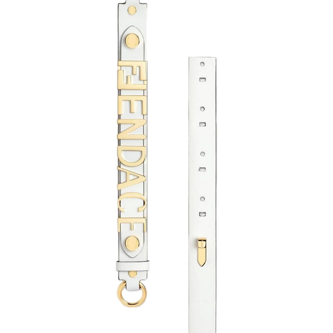 Fendi Fendace Gold Logo Ivory Leather Belt Size 85 (New) - Image 3 of 3