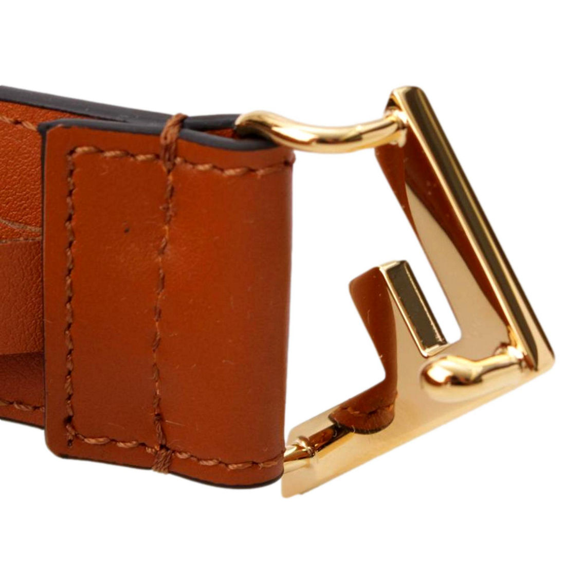 Fendi First Gold Logo Cuoio Brown Calf Leather Belt Size 90 (New) - Image 3 of 5
