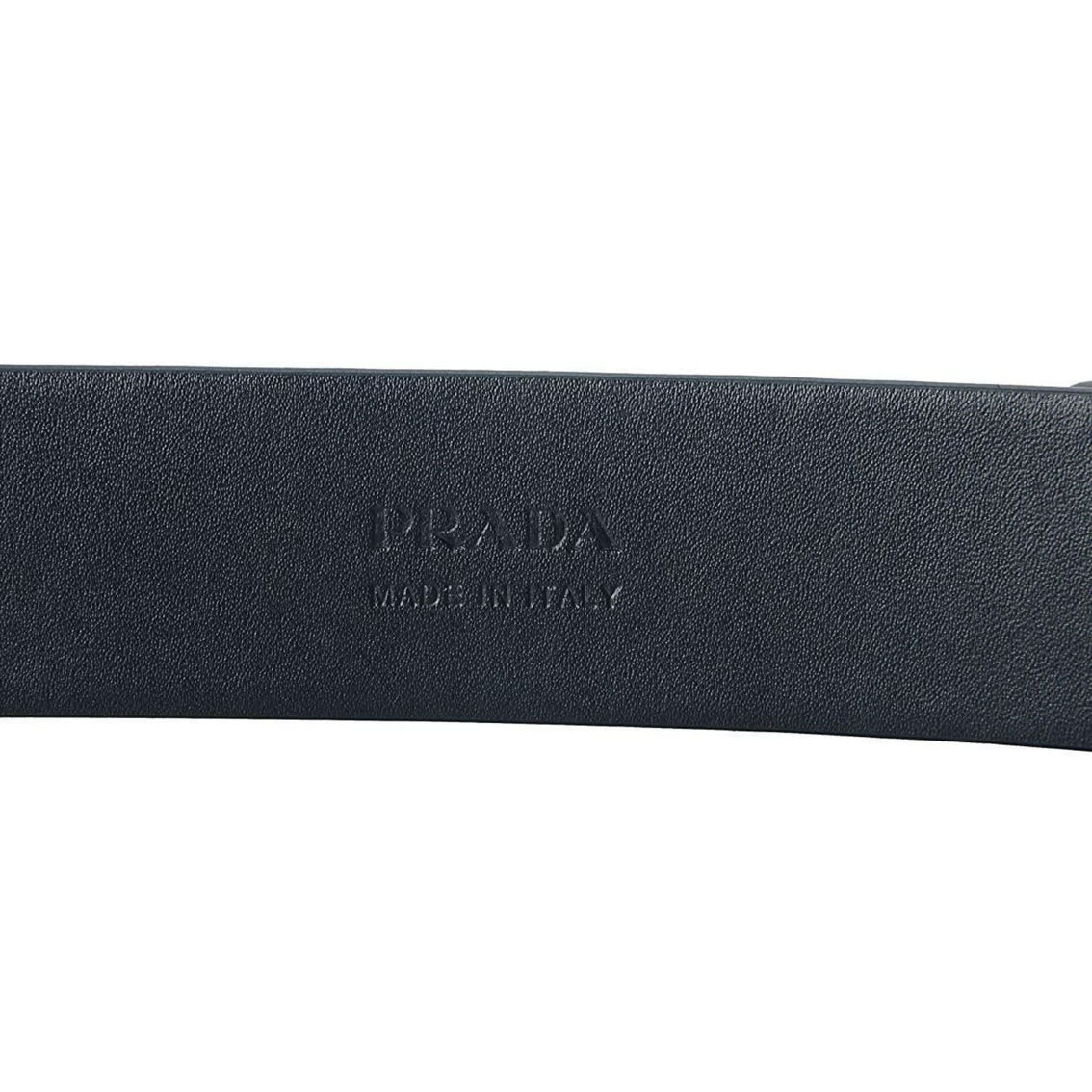 Prada Mens Navy Saffiano Leather Belt Silver Belt Buckle Size 100/40 (New) - Image 3 of 5