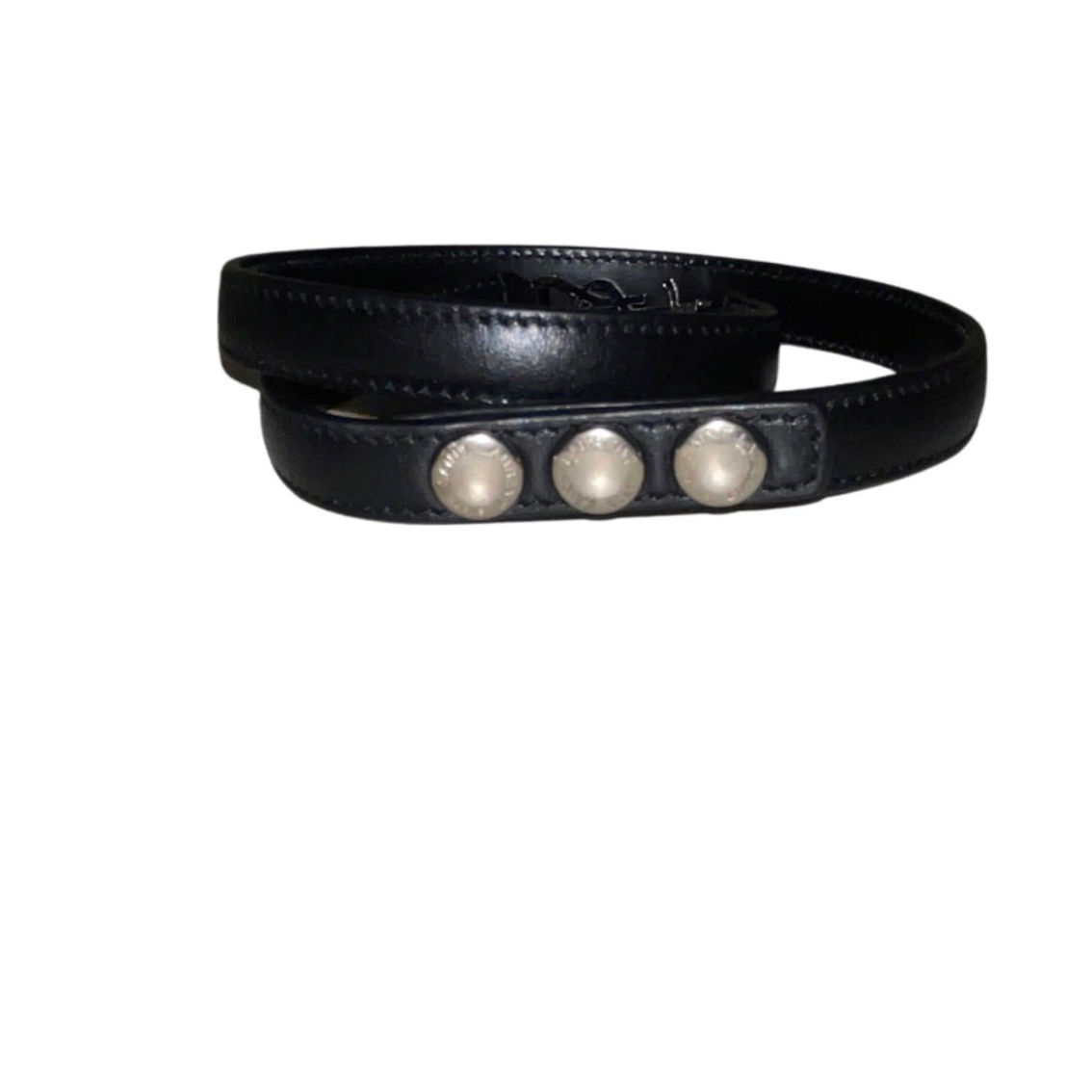 Saint Laurent Monogram Logo Black Leather Wrap Snap Bracelet (New) - Image 4 of 4
