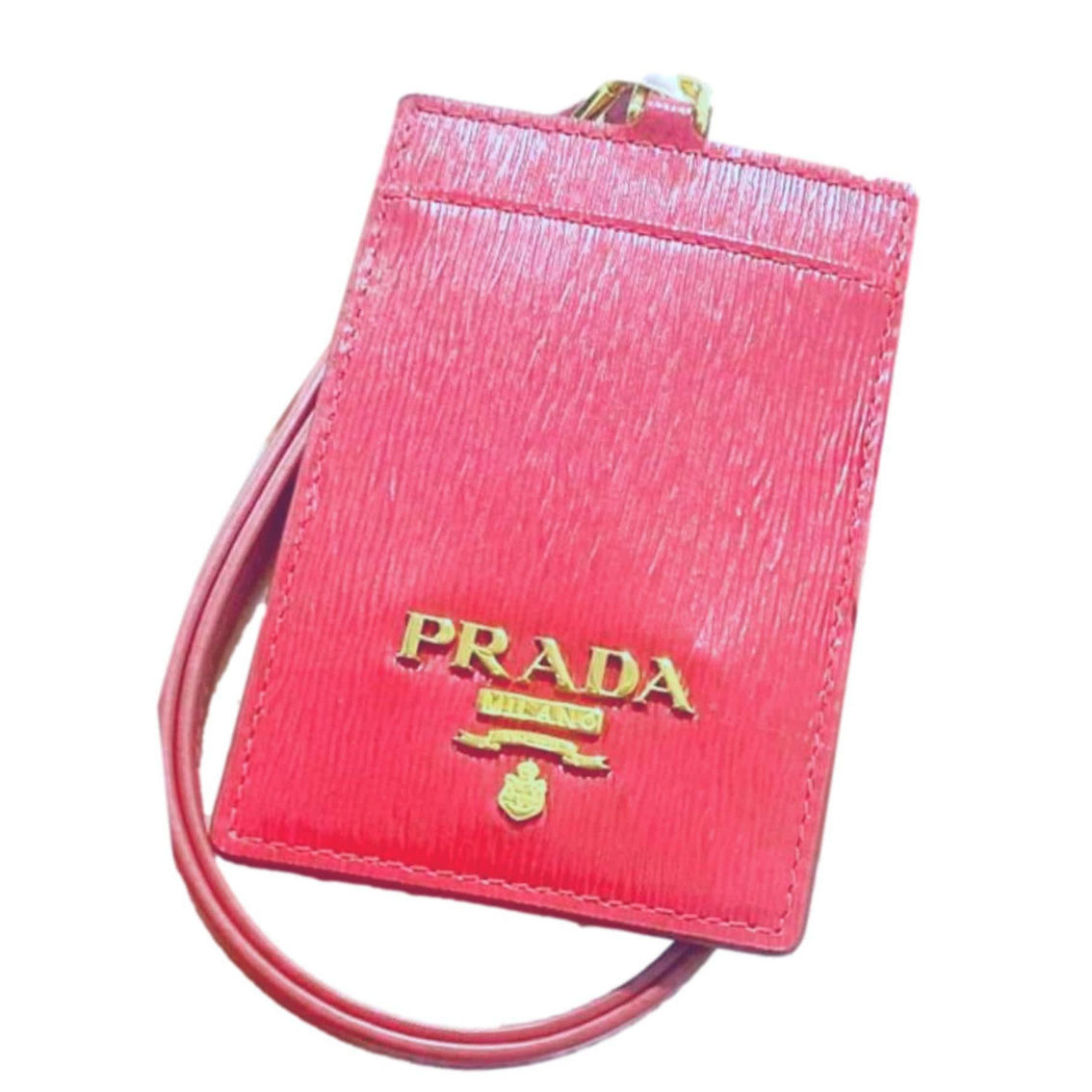 Prada Vitello Move Fuchsia Leather Logo Plaque Lanyard Cardholder Wallet (New) - Image 4 of 5